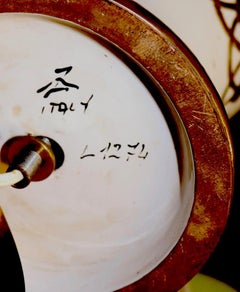 Ceramic White and Gold Gilt Table Lamp by Ugo Zaccagnini