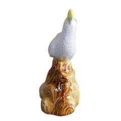 Keramik-Weiße und gelbe Cockatiel-Vogelfigur mit Vogelmotiv, Brasilien