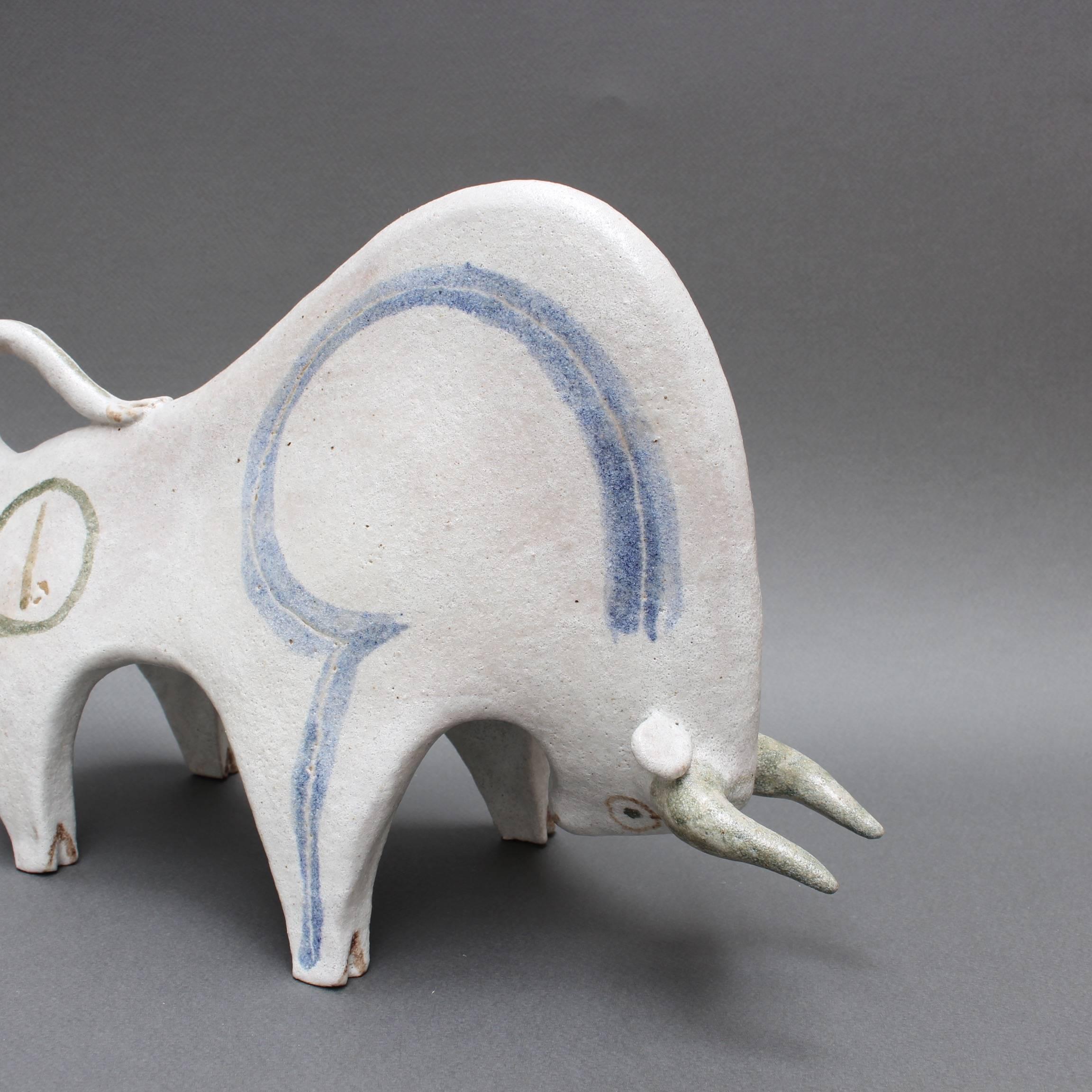 Ceramic White Bull by Bruno Gambone, circa 1970s 4