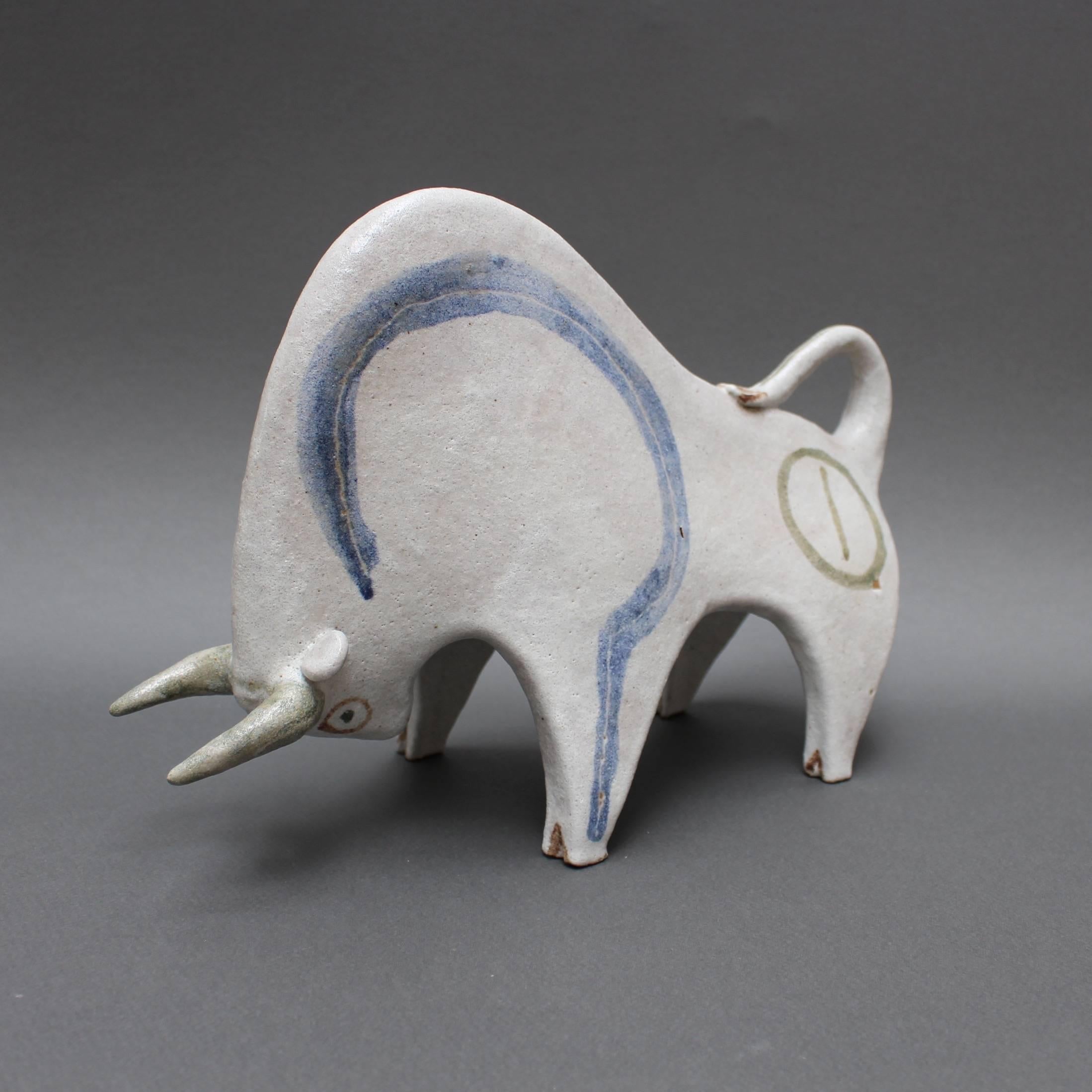 Minimalist Ceramic White Bull by Bruno Gambone, circa 1970s