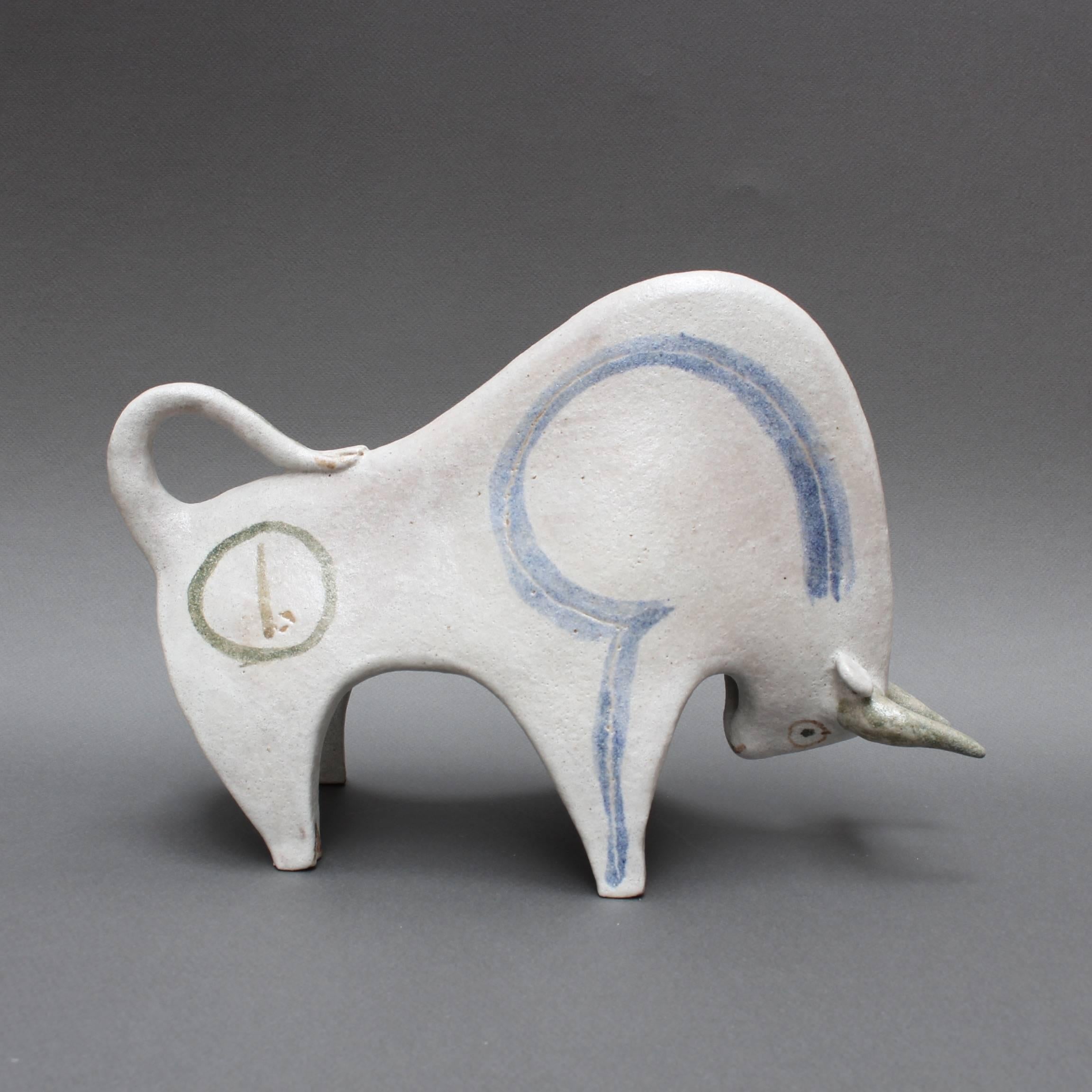 Late 20th Century Ceramic White Bull by Bruno Gambone, circa 1970s
