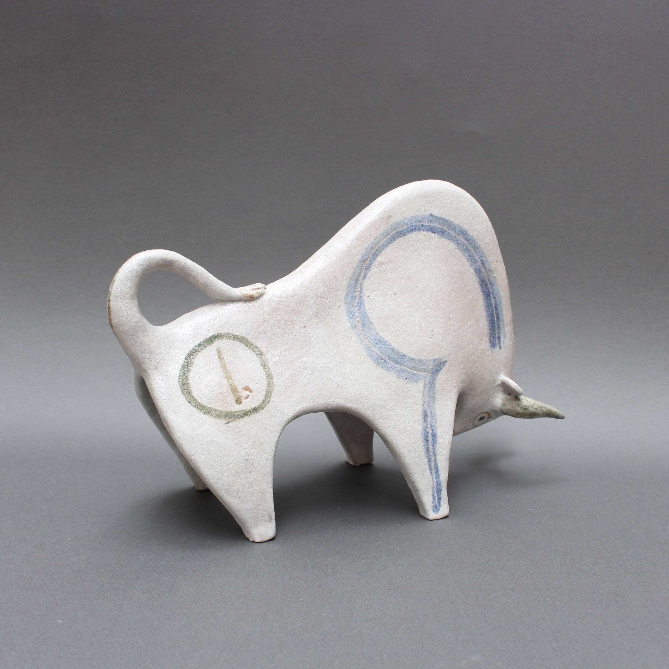 Ceramic White Bull by Bruno Gambone, circa 1970s 1