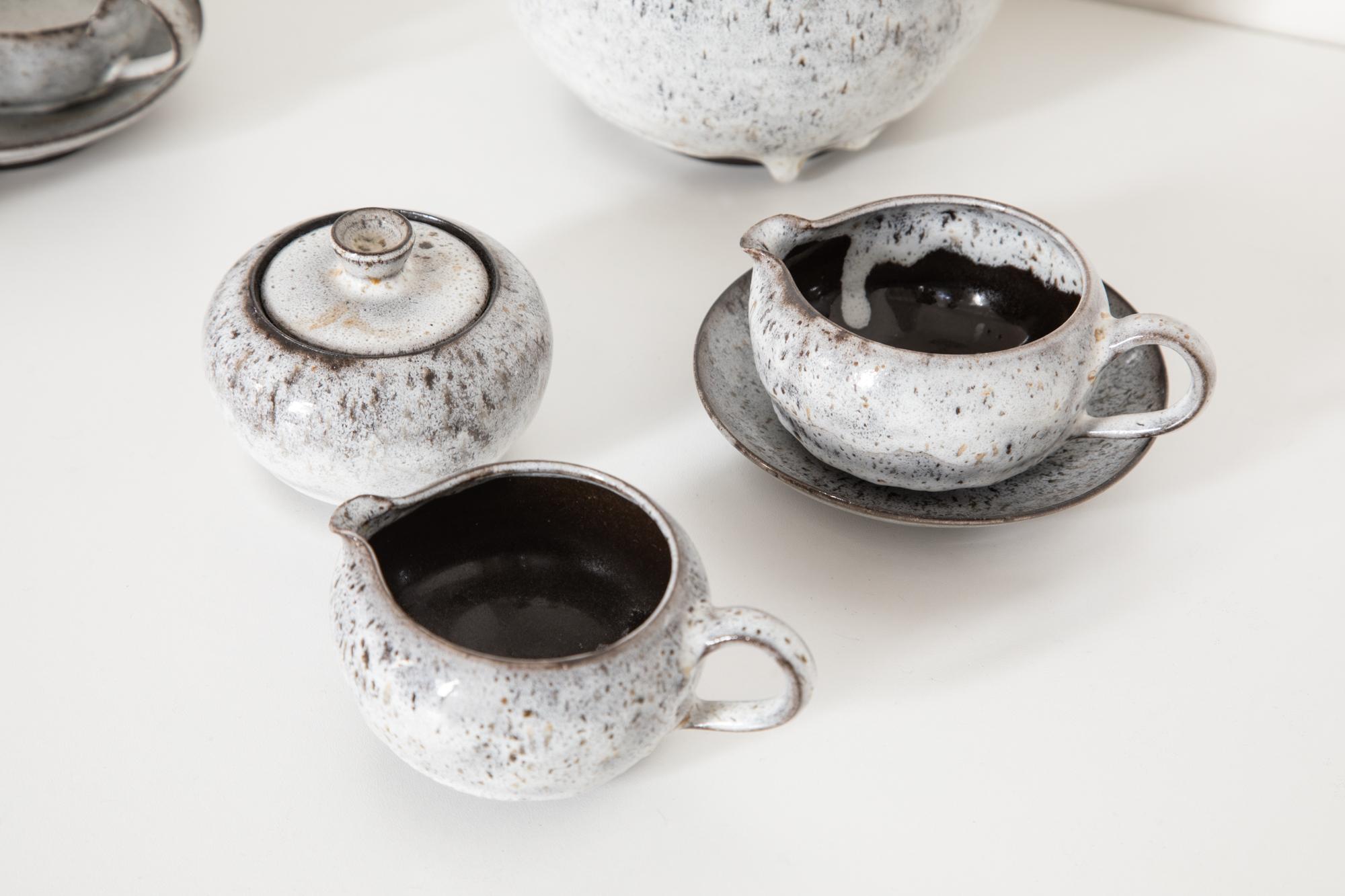 Scandinavian Modern Ceramic White Glazed Tea Set Made in Denmark, 1960s