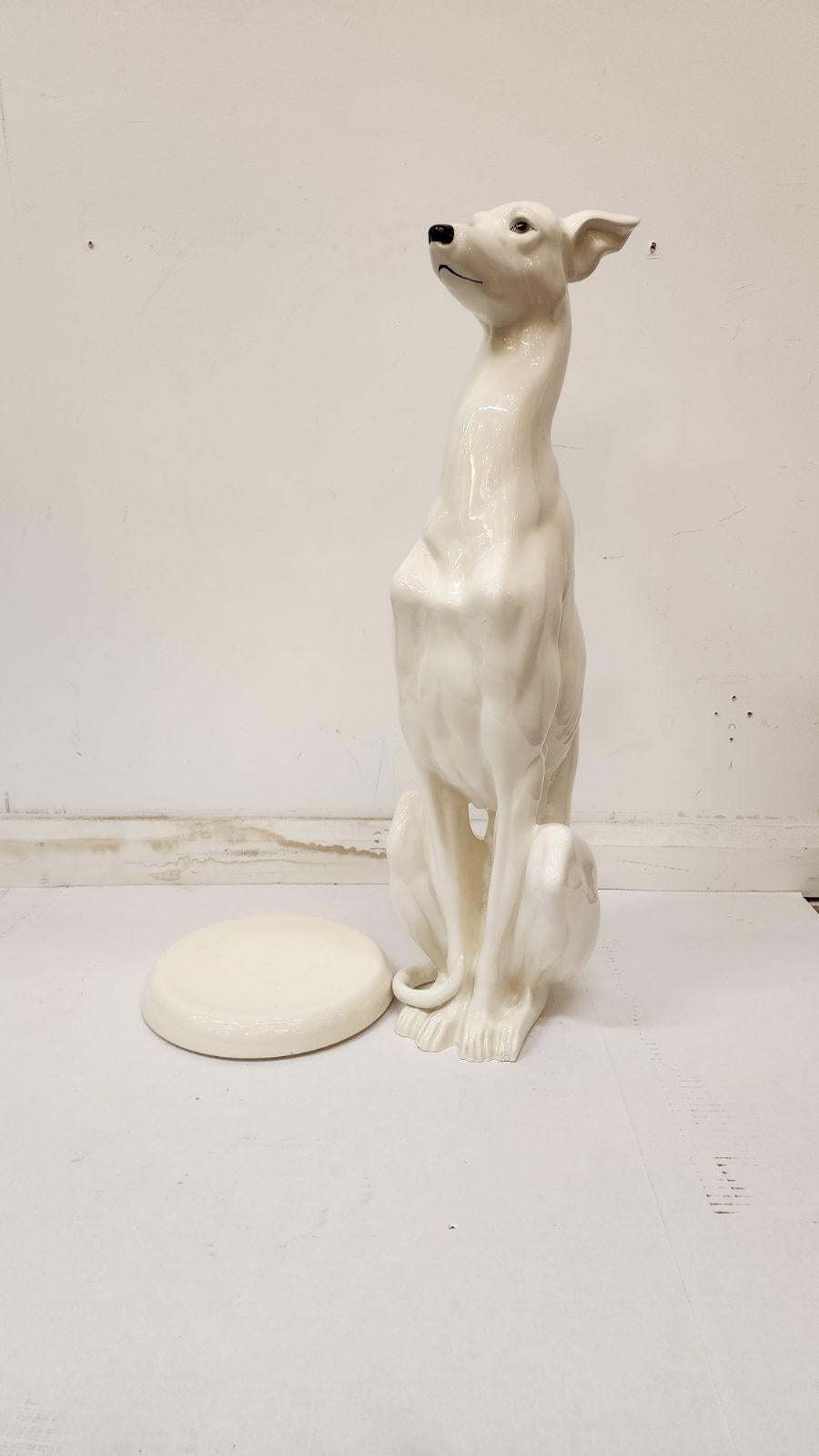 Ceramic White Whippet In Excellent Condition In Dallas, TX