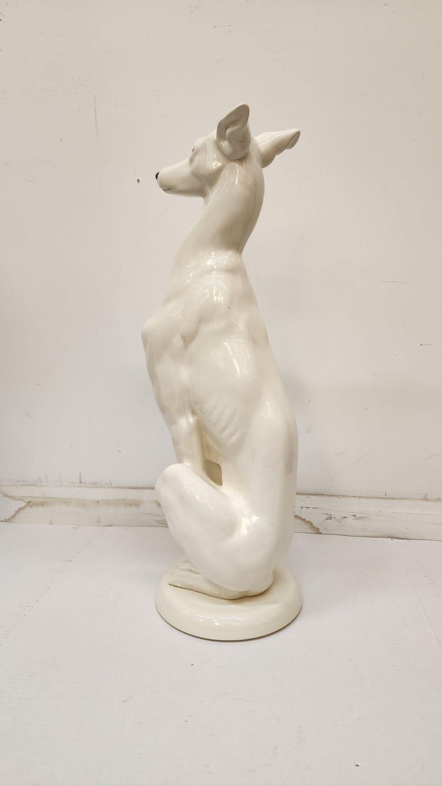 Ceramic White Whippet 1