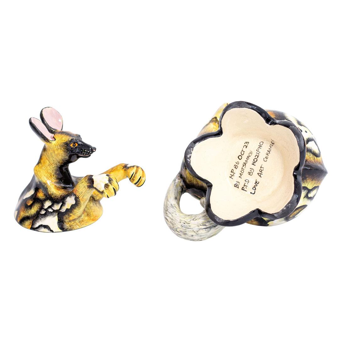 Modern Ceramic  Wild Dog Jewelry  Box  , hand made in South Africa