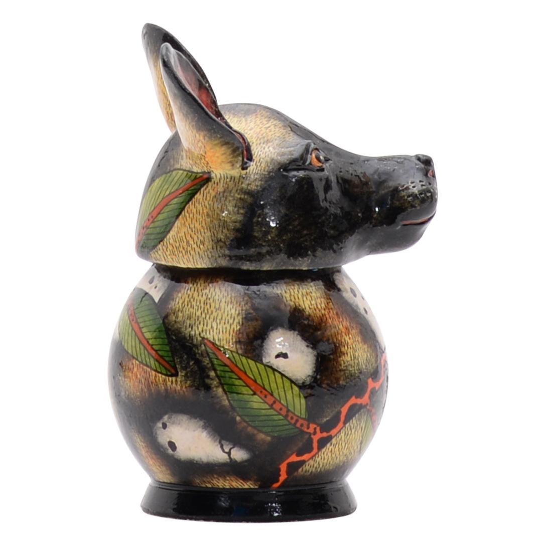 Modern Ceramic Wild Dog Jewelry Box  , hand made in South Africa For Sale