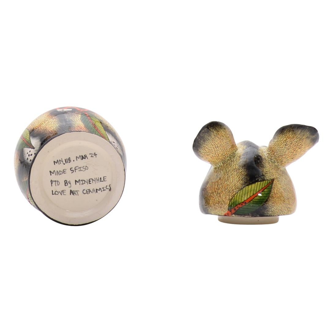 Modern Ceramic Wild Dog Jewelry Box  , hand made in South Africa For Sale