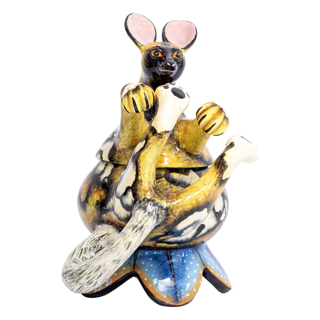 South African Ceramic  Wild Dog Jewelry  Box  , hand made in South Africa