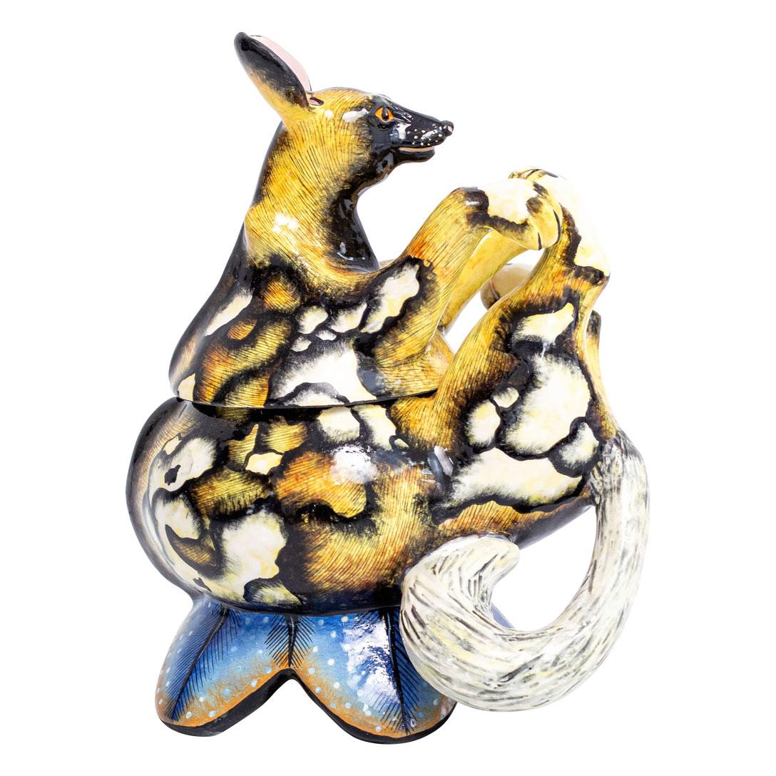Fired Ceramic  Wild Dog Jewelry  Box  , hand made in South Africa