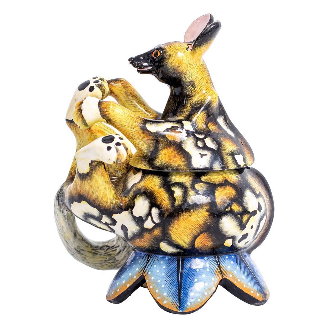 Contemporary Ceramic  Wild Dog Jewelry  Box  , hand made in South Africa