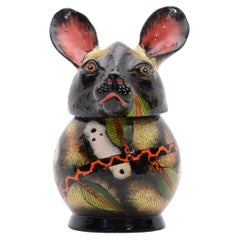 Scatola portagioie in ceramica con cane selvatico  , realizzato a mano in Sudafrica