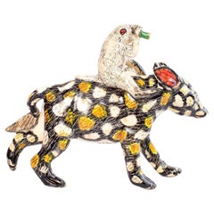 Ceramic Wild Dog Monkey Rider, Hand  made in South Africa
