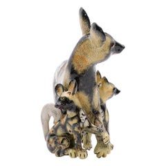 Ceramic Wild Dogs Sculpture  , hand made in South Africa