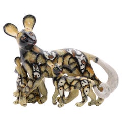 Escultura de cerámica Perros Salvajes Hecho a mano en Sudáfrica