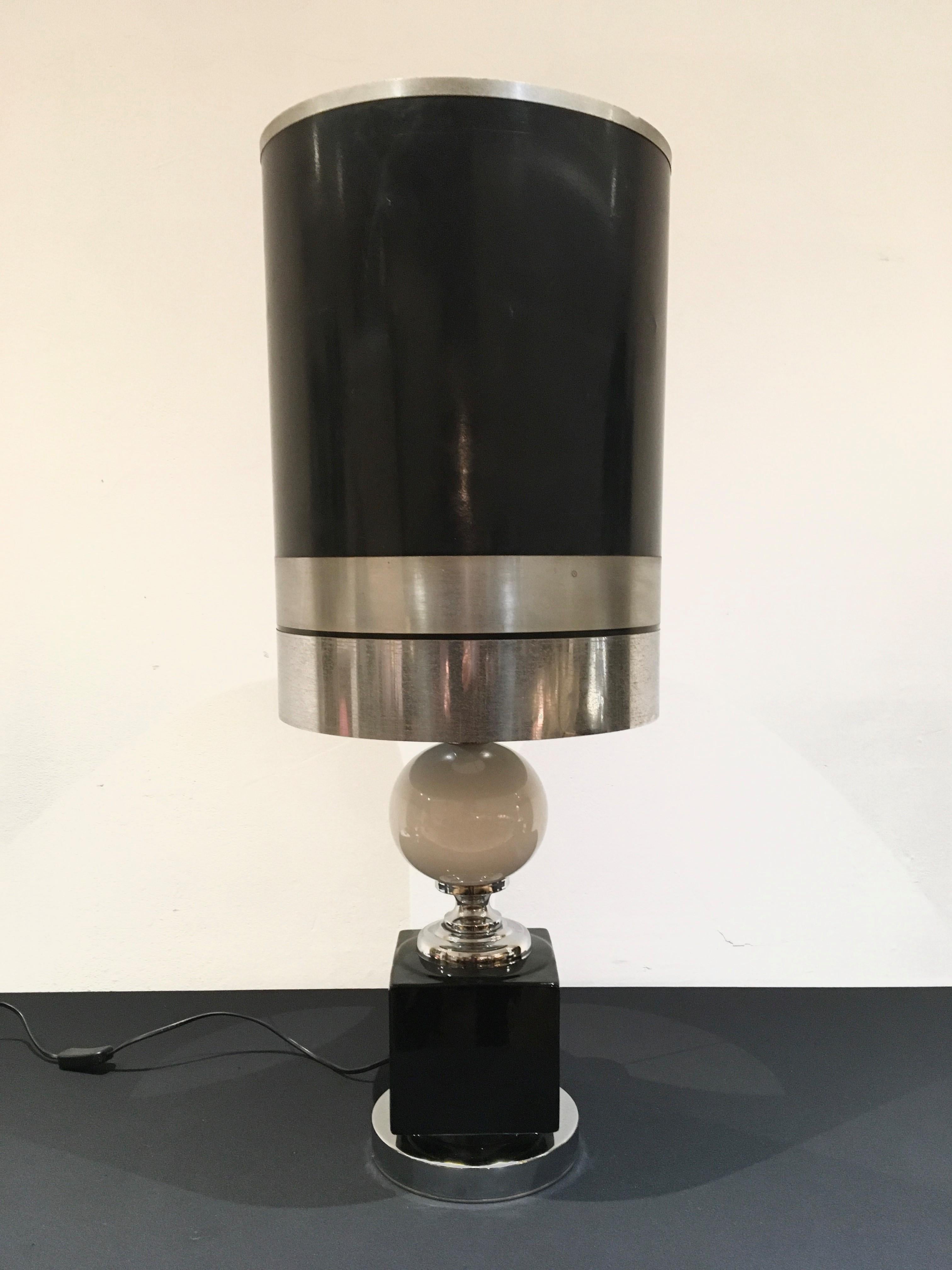Ceramic with Chrome Geometric Table Lamp, 1970s For Sale 10