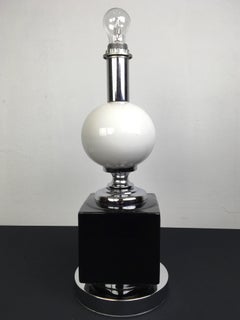 Ceramic with Chrome Geometric Table Lamp, 1970s