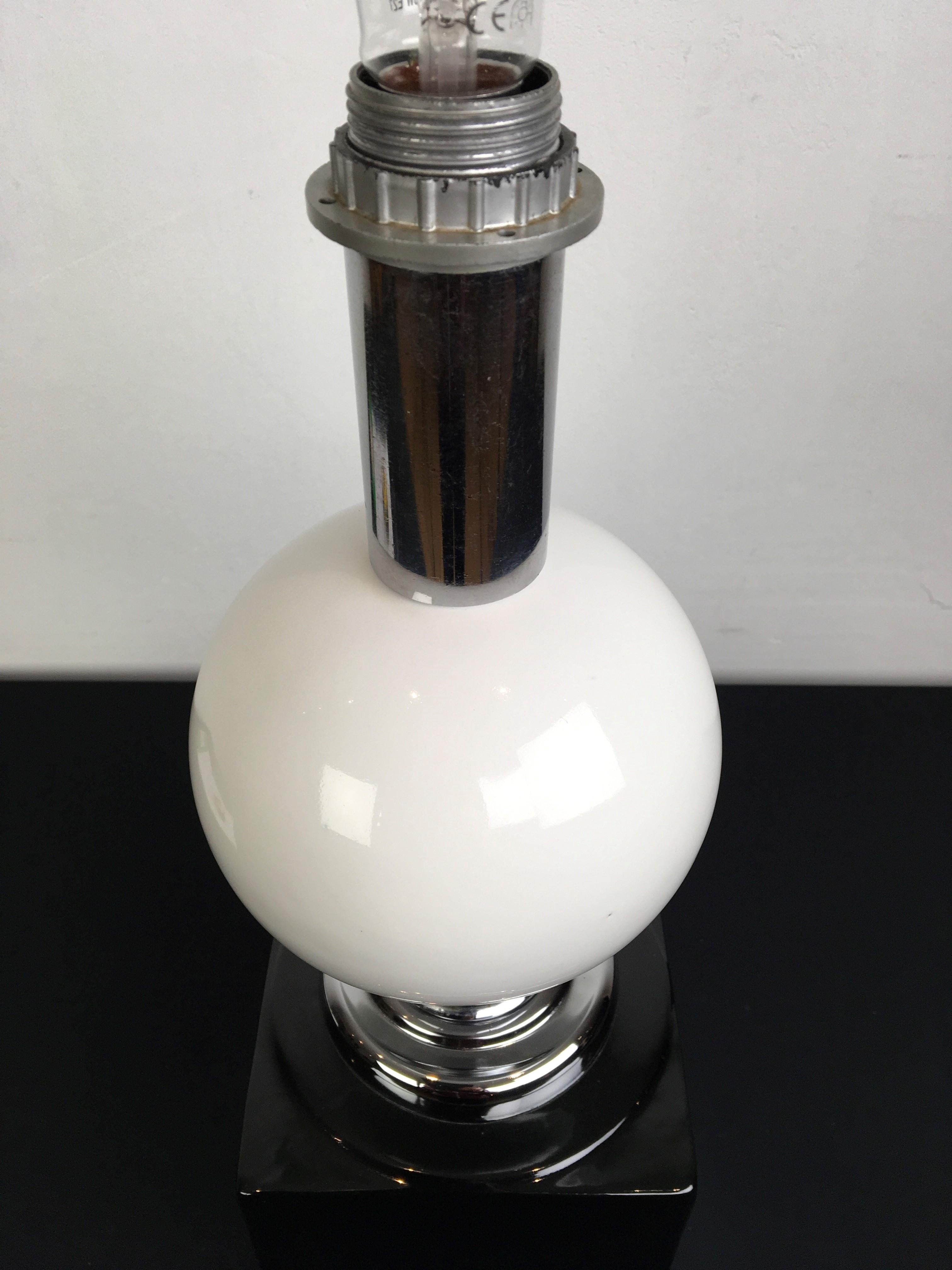 Ceramic with Chrome Geometric Table Lamp, 1970s In Good Condition For Sale In Antwerp, BE