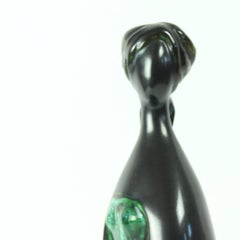 Ceramic Woman Statue with Metallic Glaze by Keramia, Czechoslovakia, circa 1960