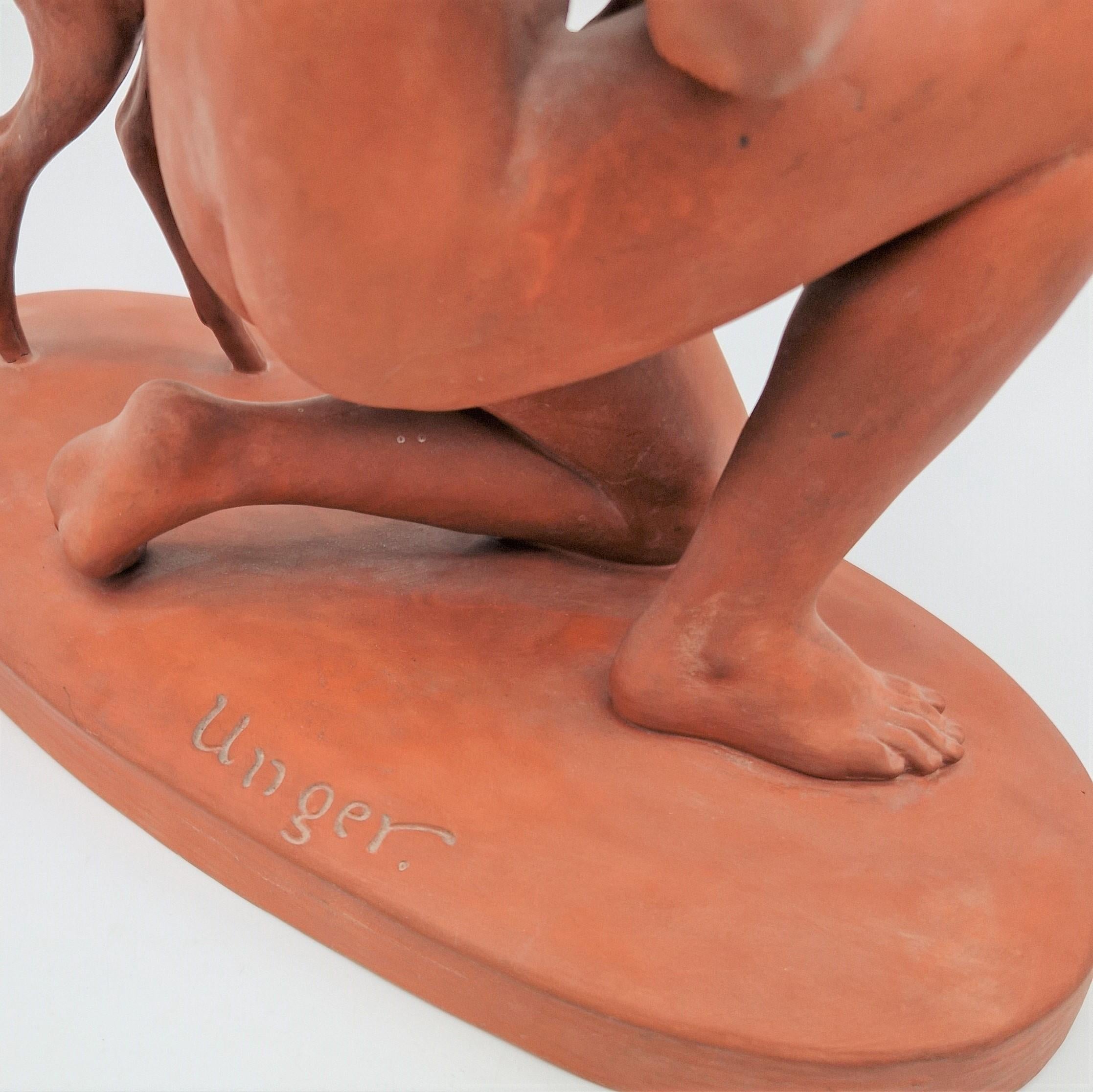 Ceramic Woman with Deer by R. Unger for Göbel. 1941 In Excellent Condition For Sale In CADALSO, ES