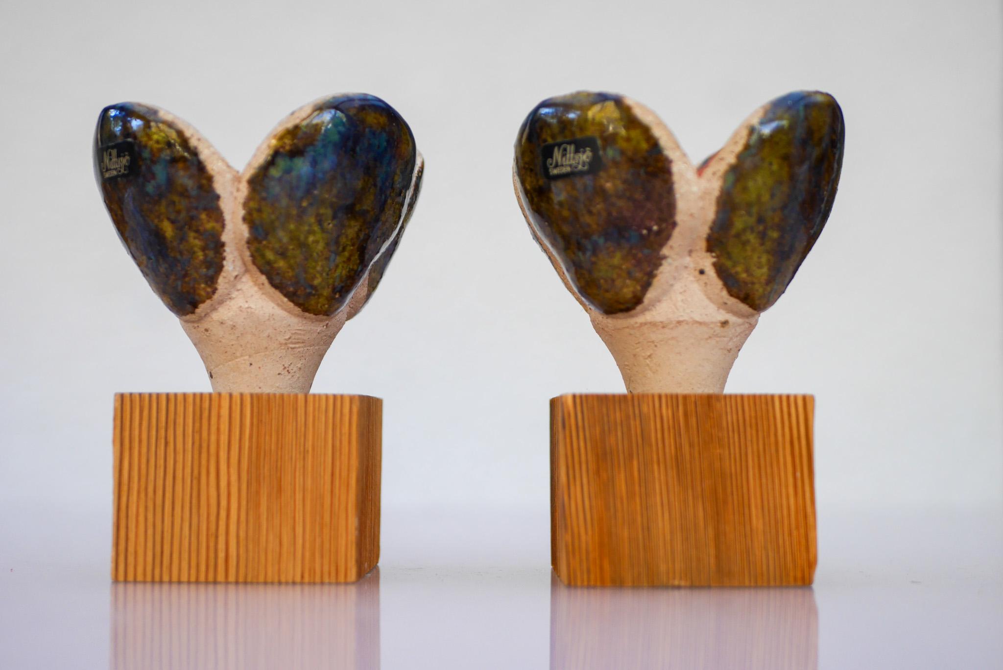 Ceramic & Wood Candlestick holders by Nittsjö, Sweden For Sale 5