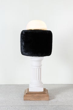 Ceramic, Wood, Glass and Imitation Fur Floor Lamp by Daniel Basso, 2020