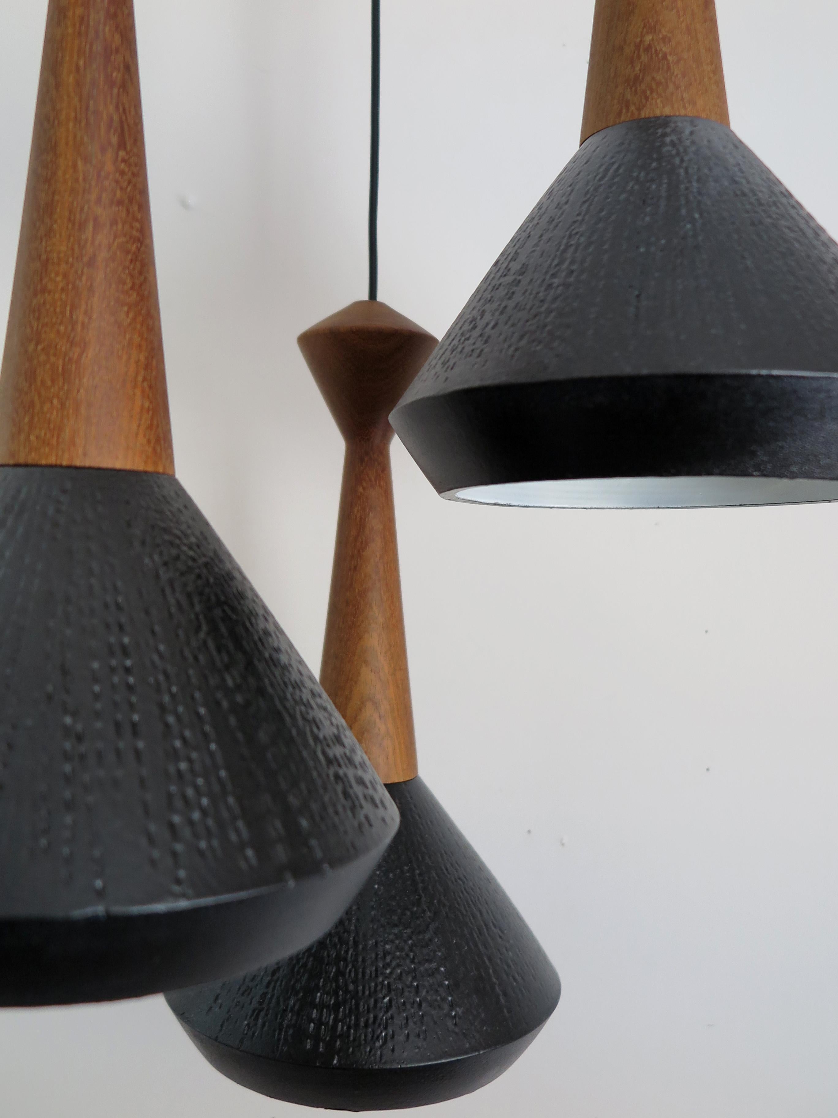 Ceramic Wood Pendant Lamps Set of Contemporary Modern Design, Capperidicasa For Sale 5