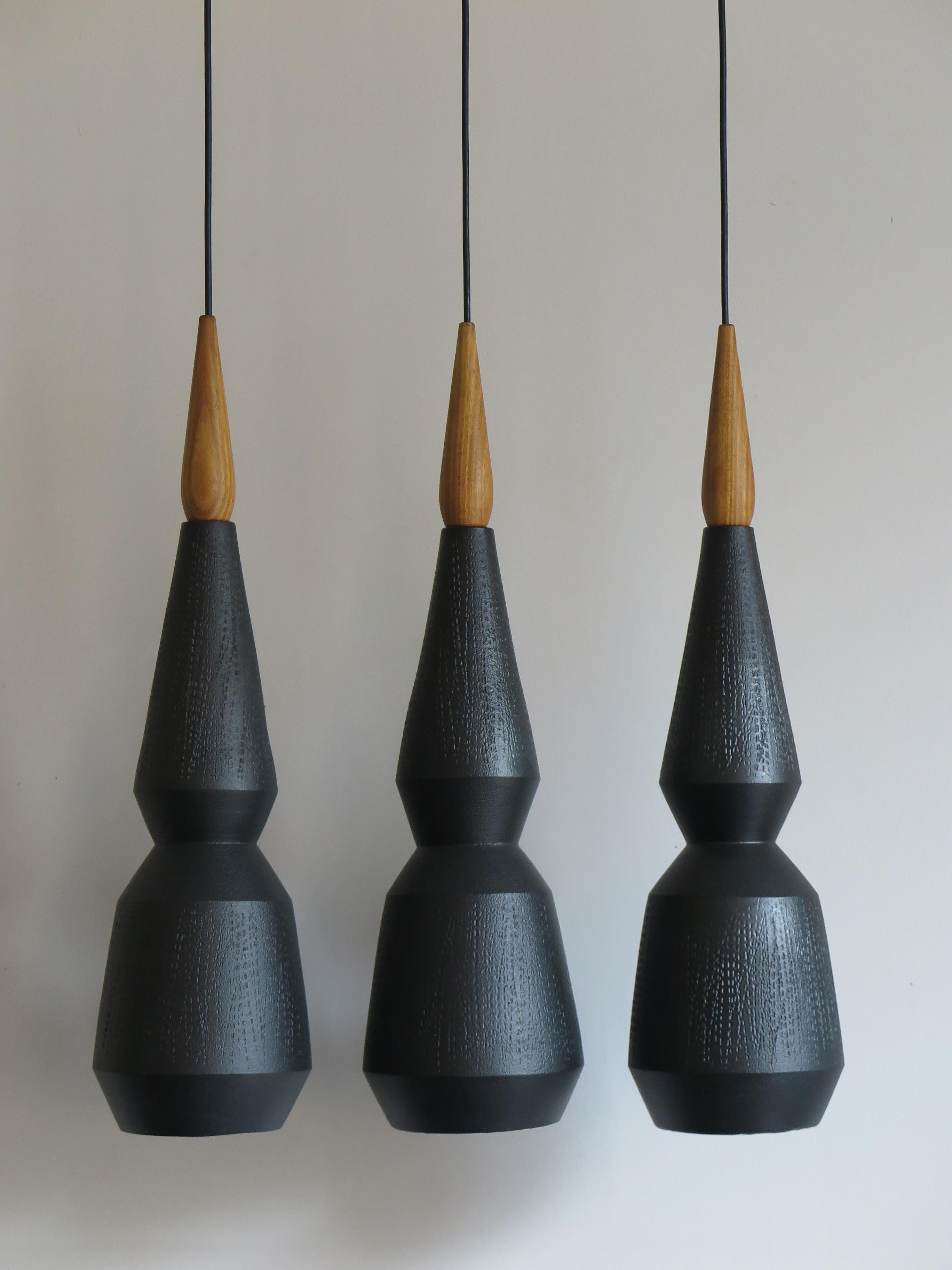 Italian Ceramic Wood Pendant Lamps Set of Contemporary Modern Design, Capperidicasa