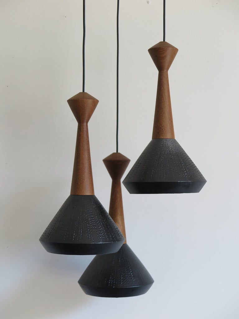 Hand-Painted Ceramic Wood Pendant Lamps Set of Contemporary Modern Design, Capperidicasa For Sale
