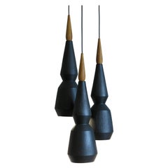 Ensemble de lampes à suspension en bois et céramique de design contemporain et moderne, Capperidicasa