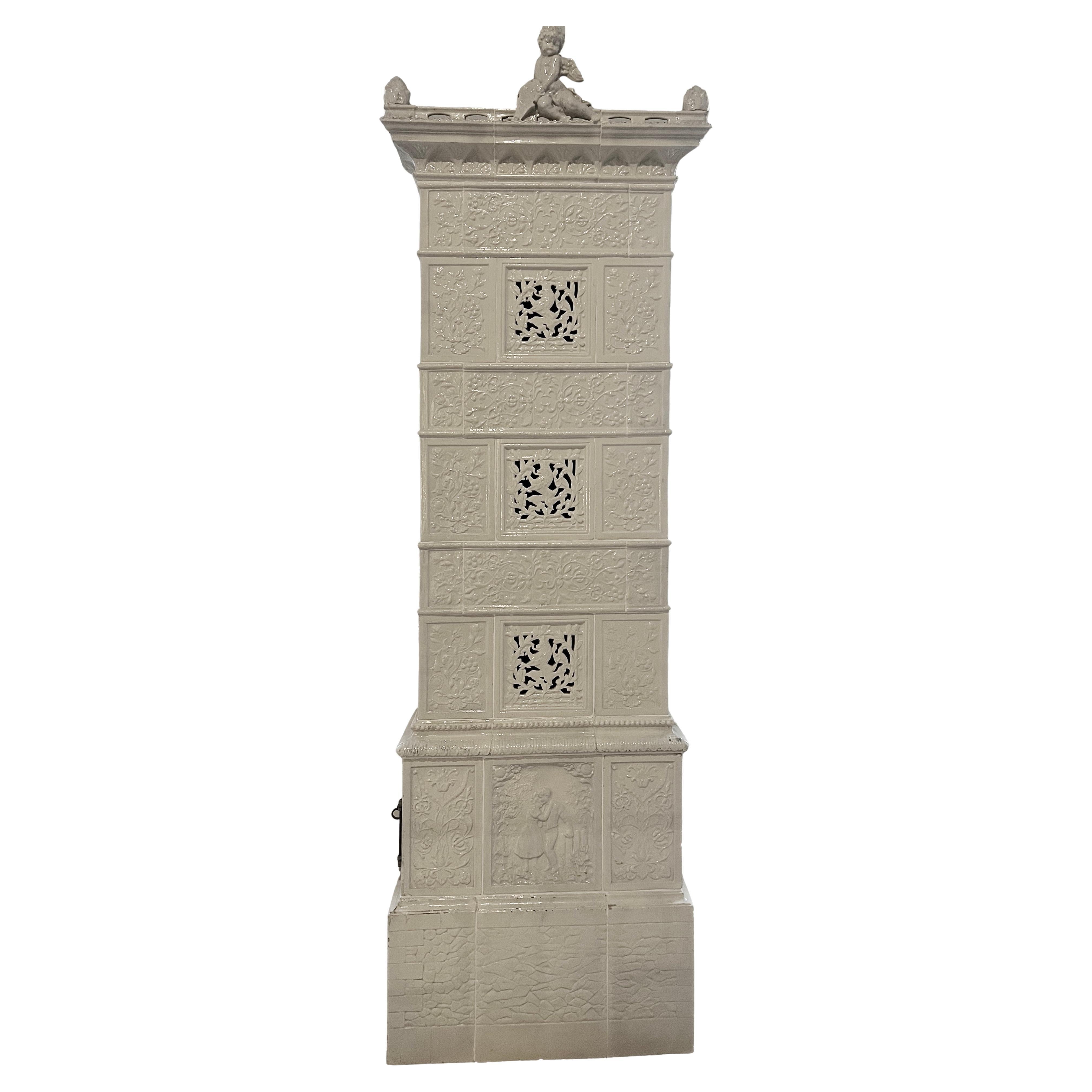 Stufa a legna in ceramica di Meissen. 1900s