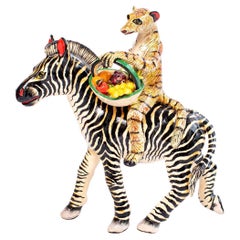 Ceramic Zebra And Mongoose  Rider, Hand  made in South Africa