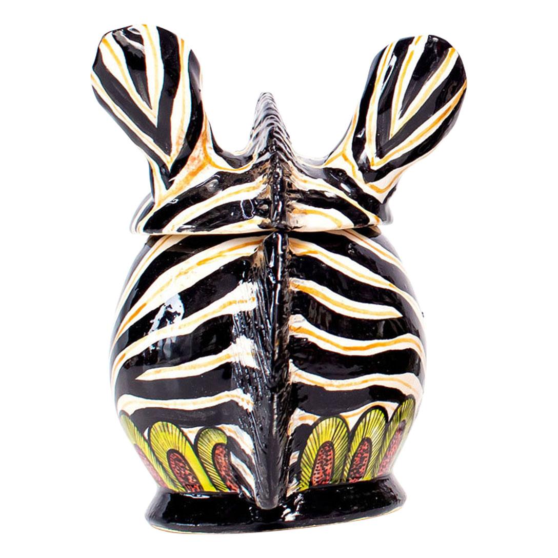 South African Ceramic Zebra Head Jewelry Box   , hand made in South Africa For Sale