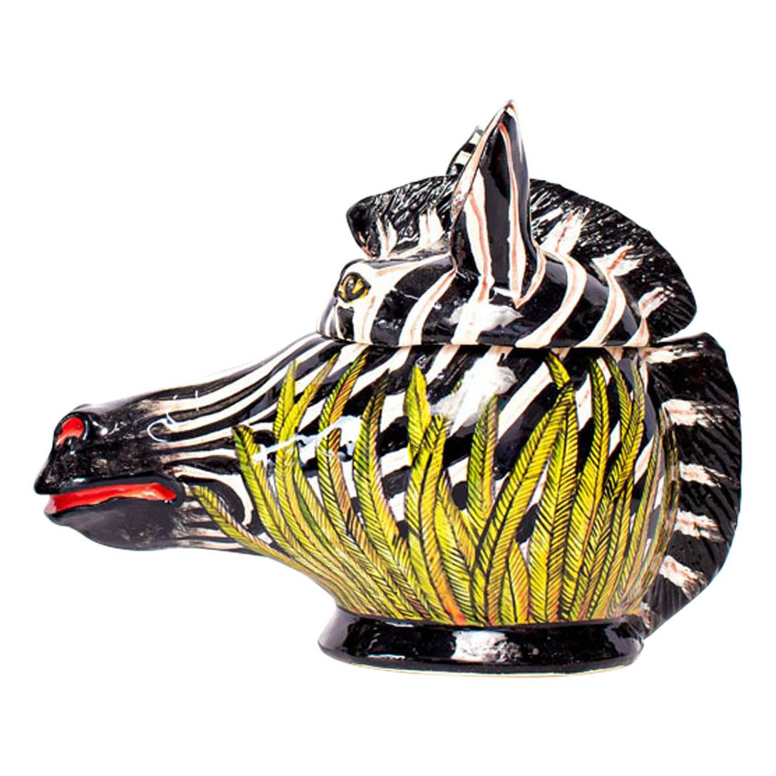 South African Ceramic Zebra Head Jewelry Box   , hand made in South Africa