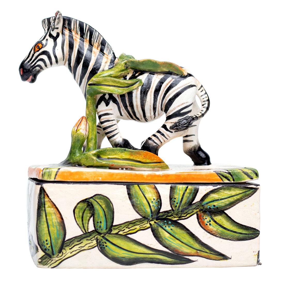 Modern Ceramic Zebra Jewelry Box , hand made in South Africa