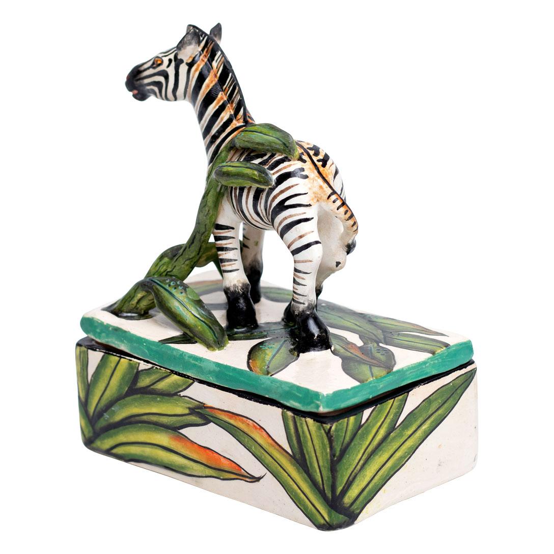 Modern Ceramic Zebra Jewelry Box , hand made in South Africa