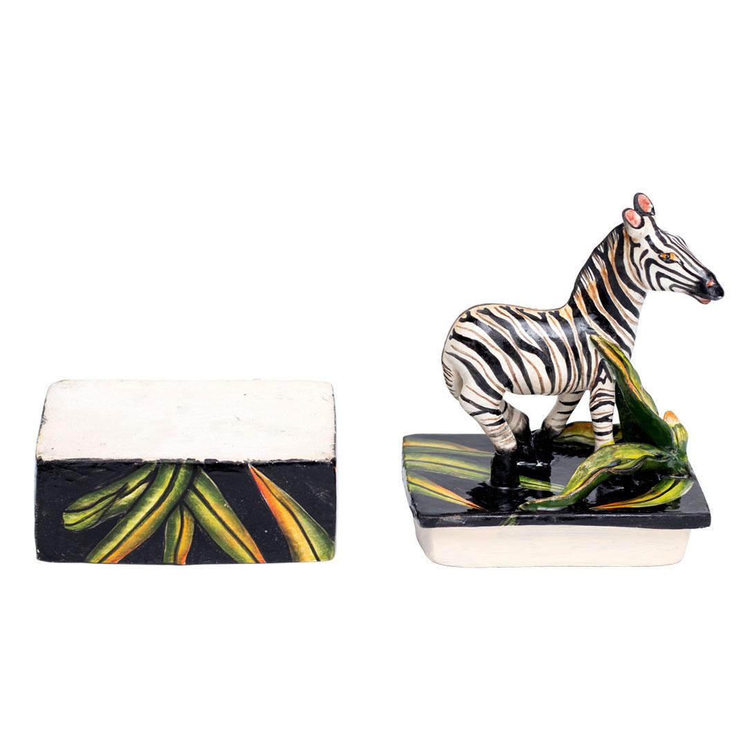 South African Ceramic Zebra Jewelry Box , hand made in South Africa