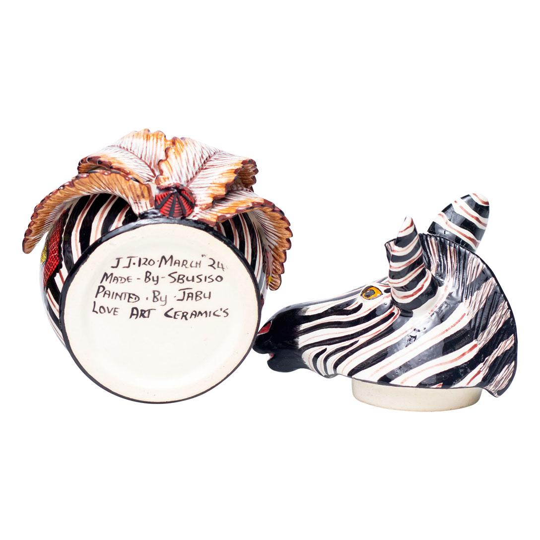 South African Ceramic Zebra Jewelry Box  , hand made in South Africa For Sale