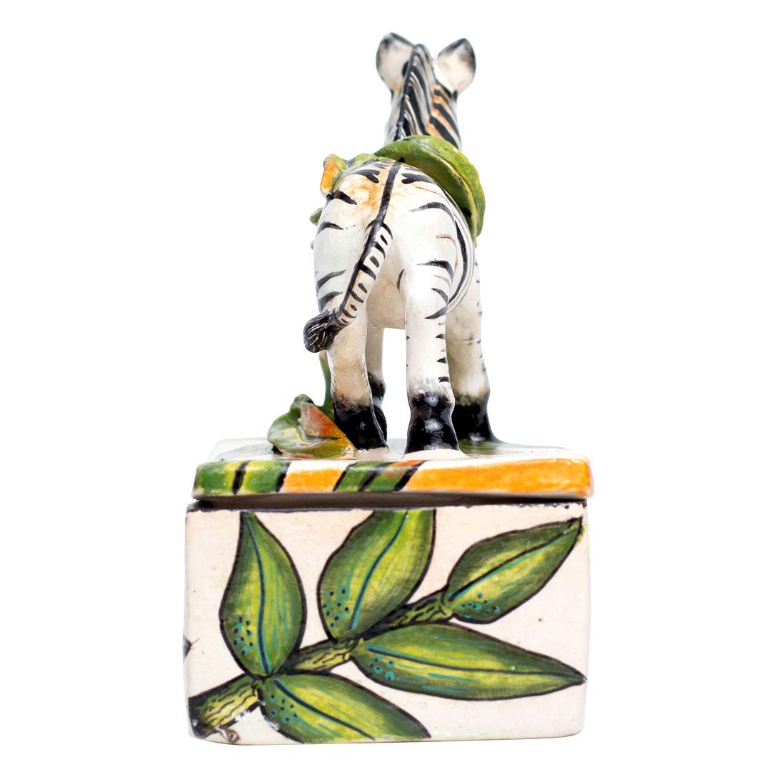Fired Ceramic Zebra Jewelry Box , hand made in South Africa