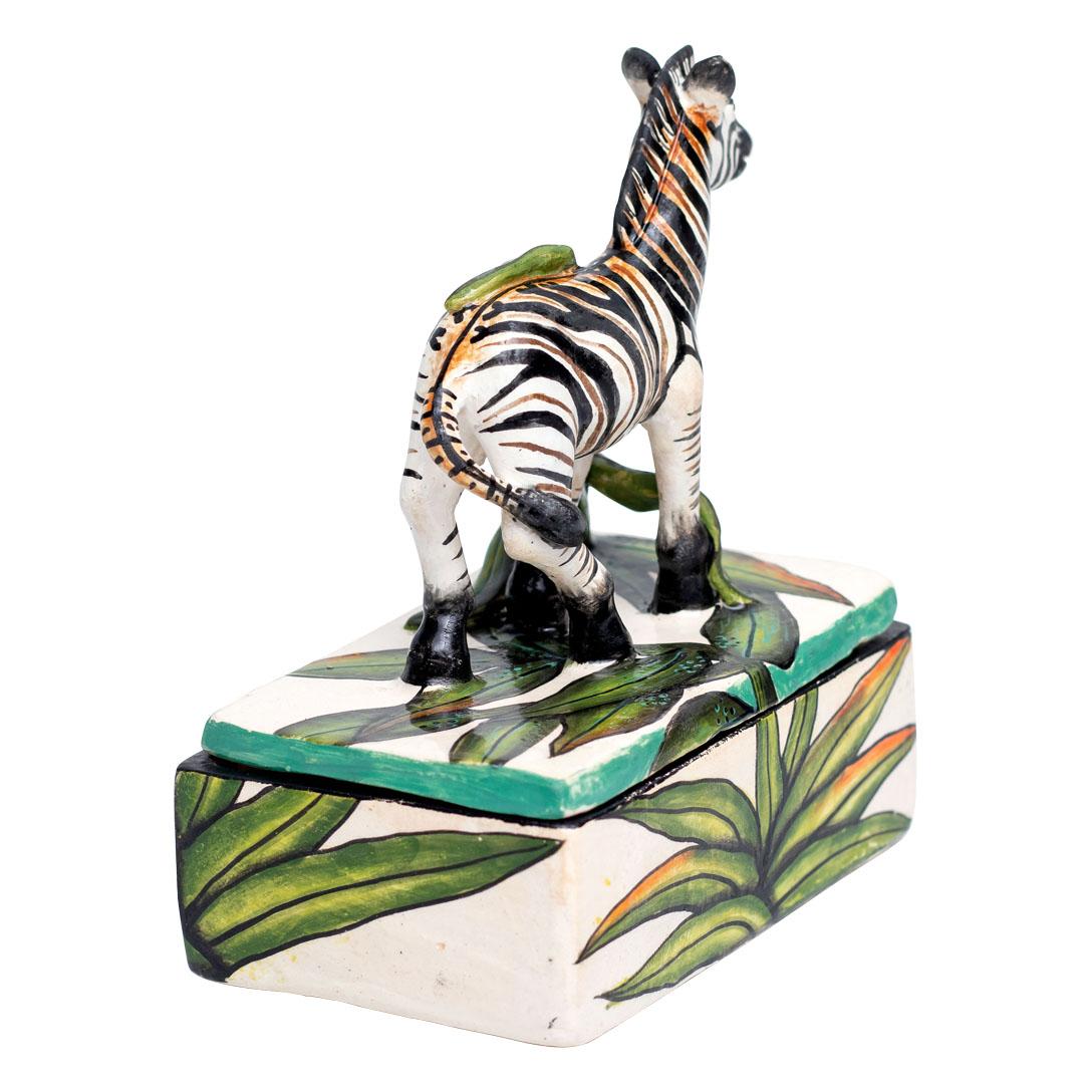 Fired Ceramic Zebra Jewelry Box , hand made in South Africa