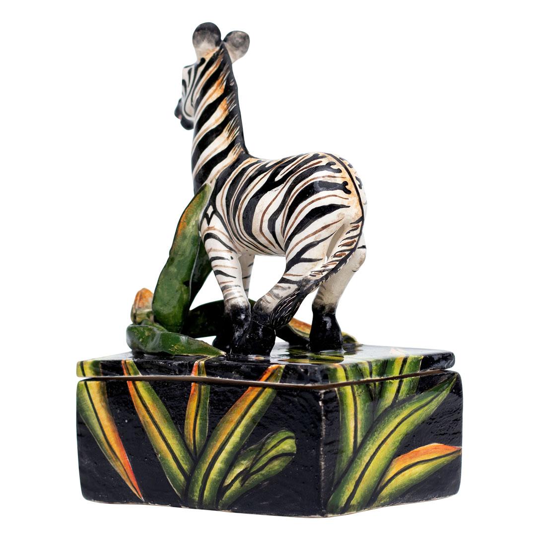 Fired Ceramic Zebra Jewelry Box , hand made in South Africa