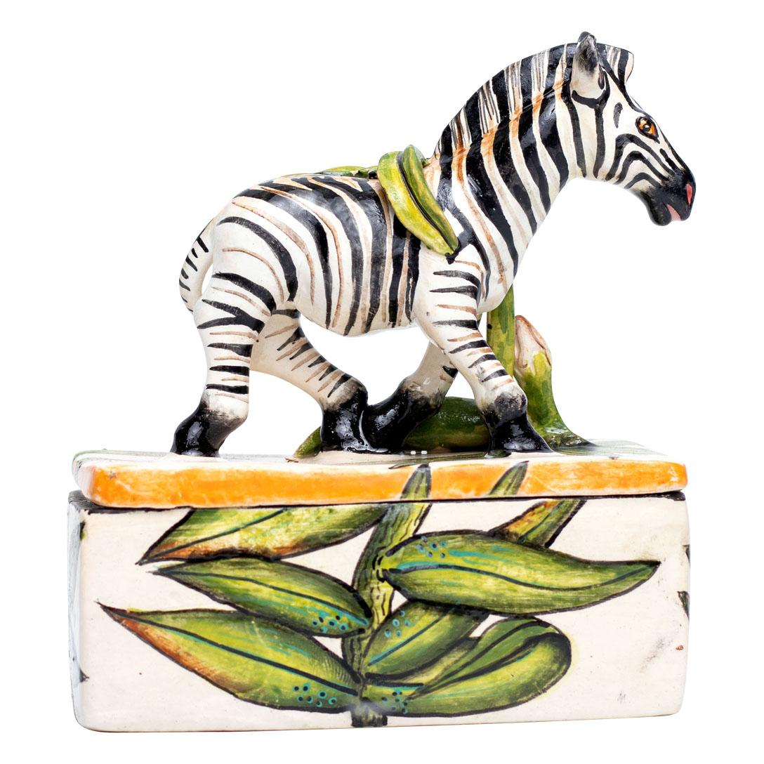 Contemporary Ceramic Zebra Jewelry Box , hand made in South Africa