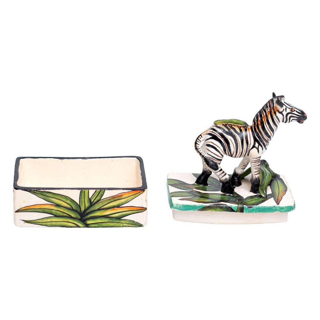 Contemporary Ceramic Zebra Jewelry Box , hand made in South Africa