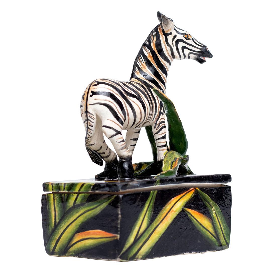 Contemporary Ceramic Zebra Jewelry Box , hand made in South Africa