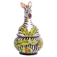 Ceramic  Zebra Jewelry  Box  , hand made in South Africa