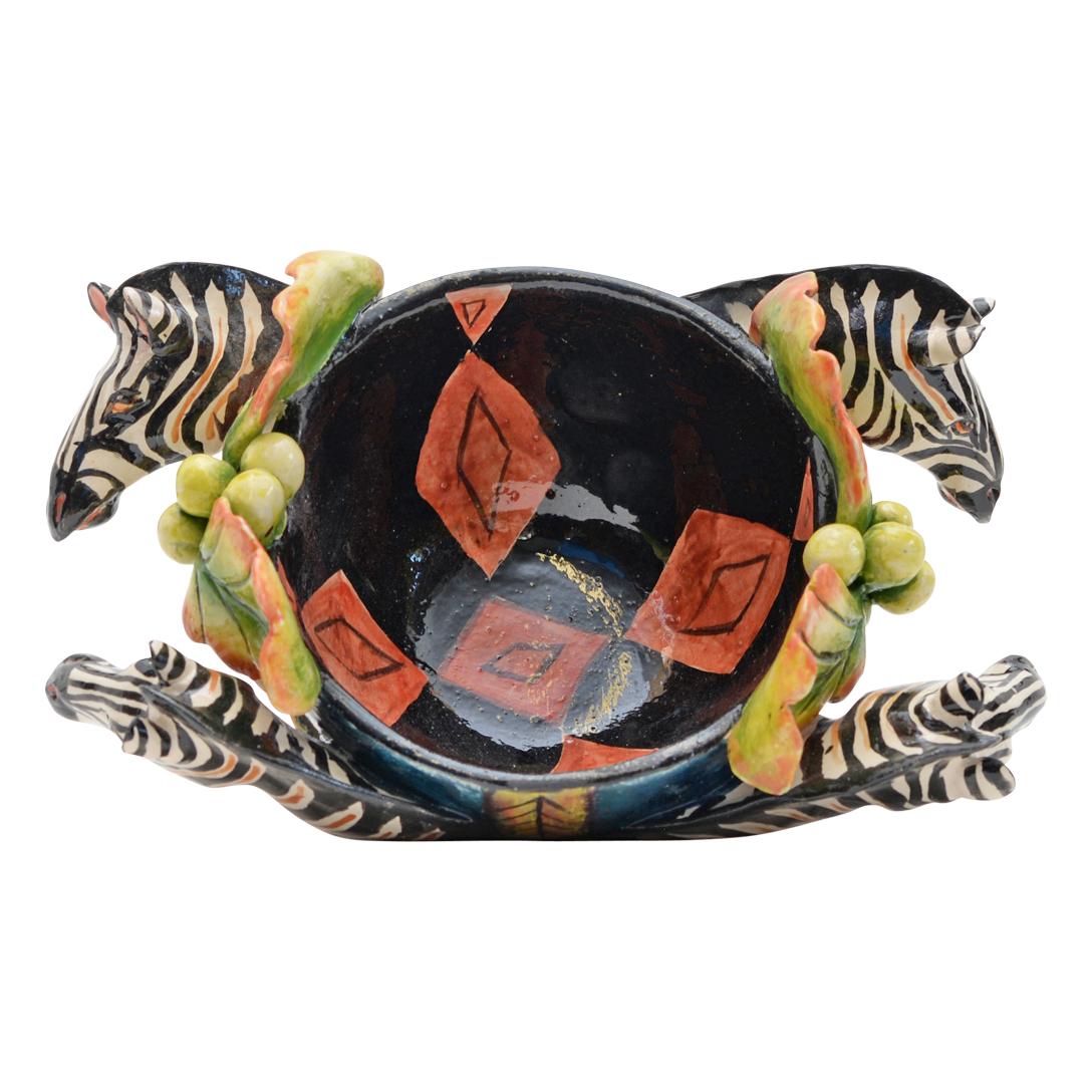 Modern Ceramic Zebra  Peanut Bowl , hand made in South Africa