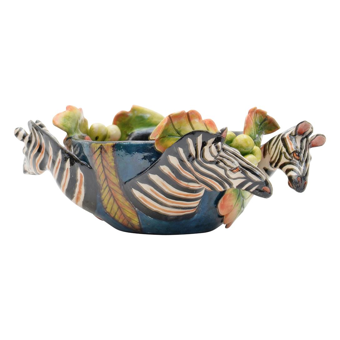 Fired Ceramic Zebra  Peanut Bowl , hand made in South Africa