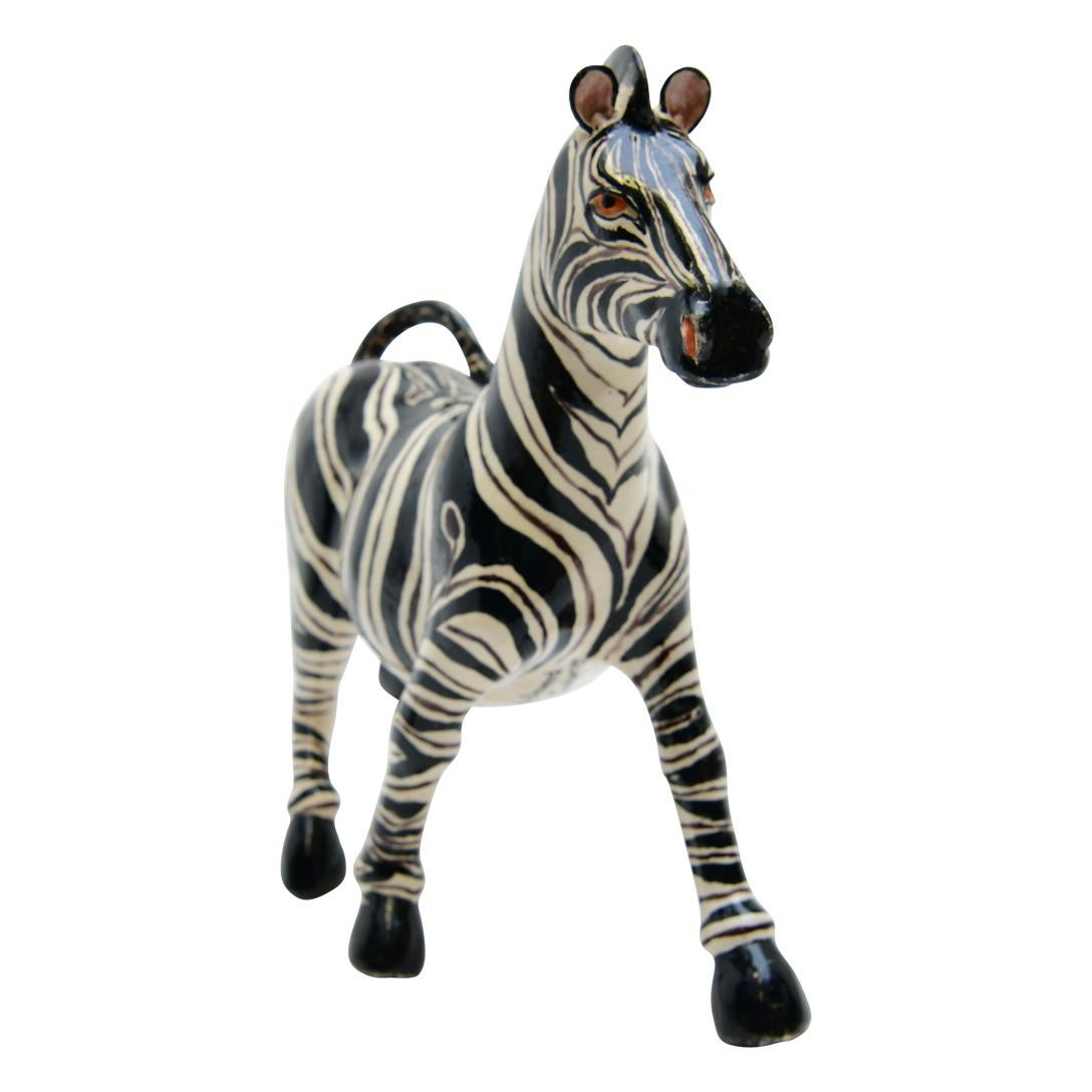 Modern Ceramic  Zebra  Sculpture , Hand Made And Painted In South Africa For Sale