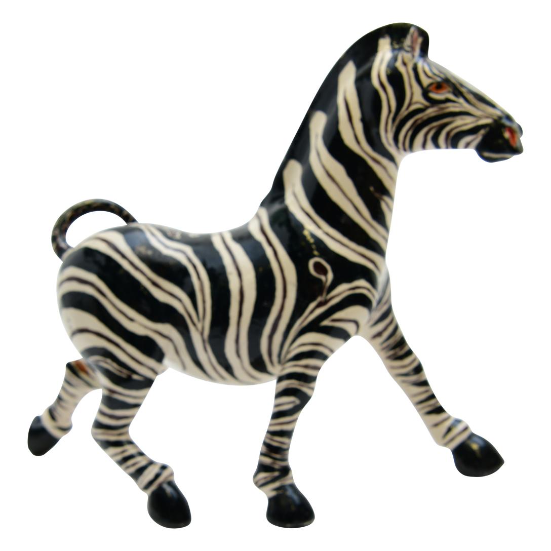 South African Ceramic  Zebra  Sculpture , Hand Made And Painted In South Africa For Sale