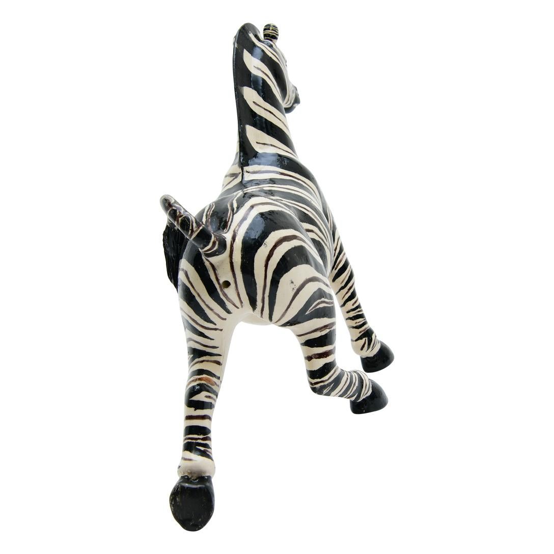 Fired Ceramic  Zebra  Sculpture , Hand Made And Painted In South Africa For Sale
